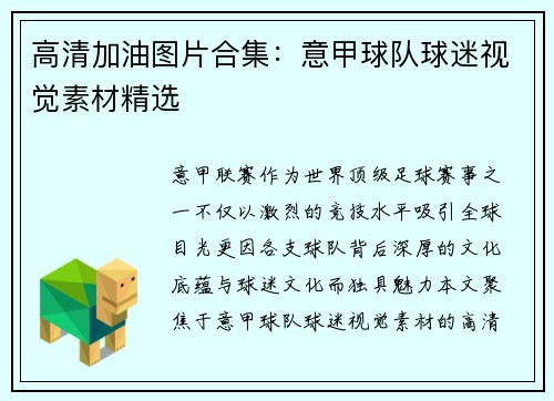 高清加油图片合集：意甲球队球迷视觉素材精选